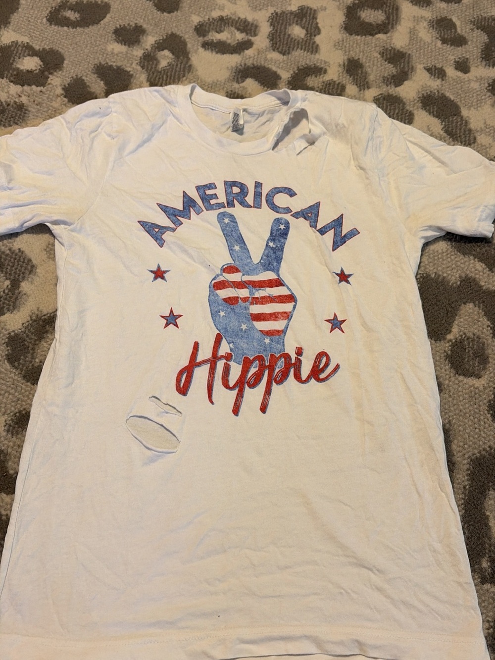 American Hippie Graphic Tee - White with Red & Blue Print